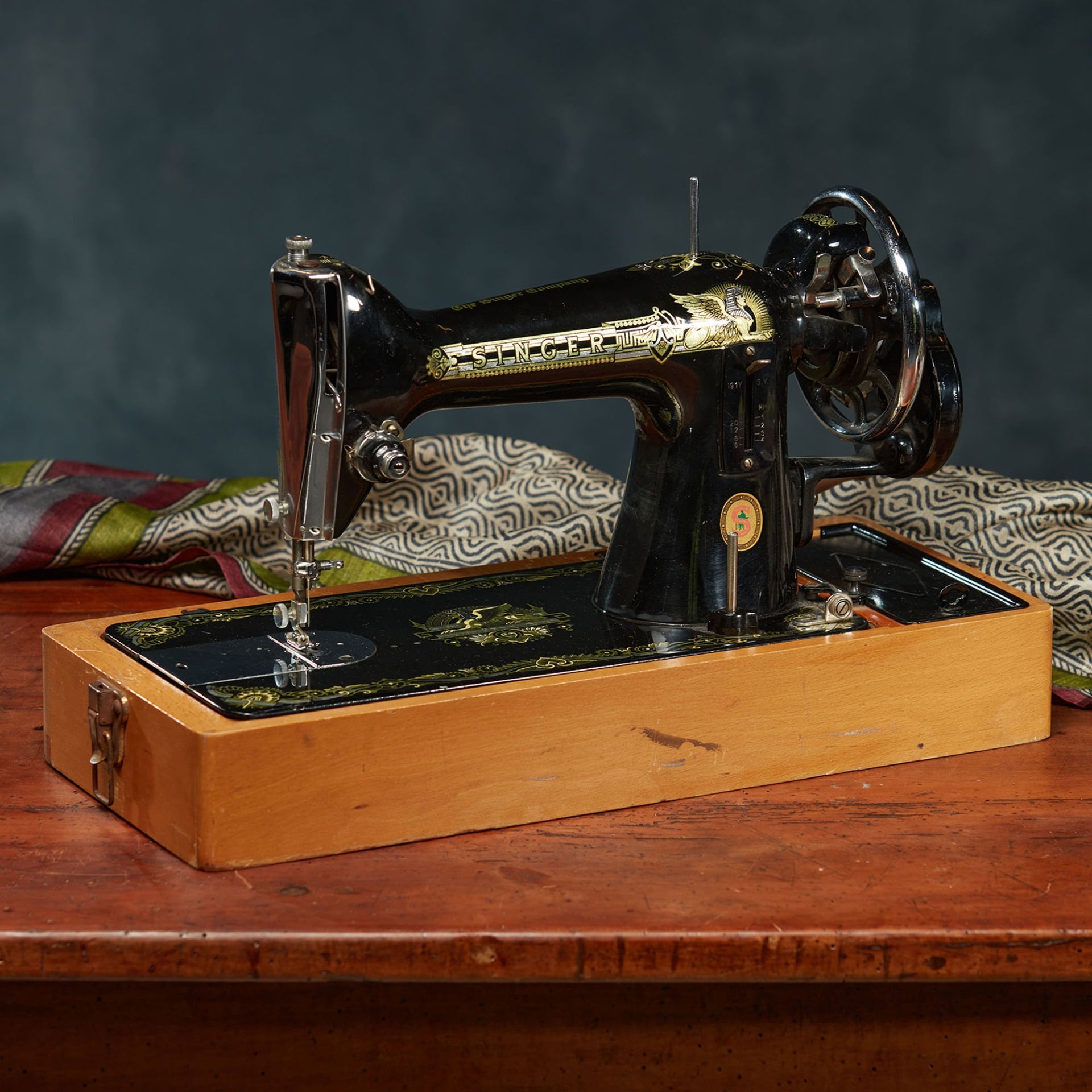 Wooden Base Singer Sewing Machine