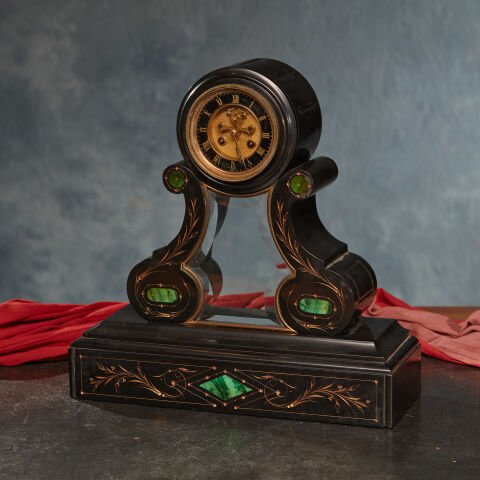 Malachite Decorated Console Clock